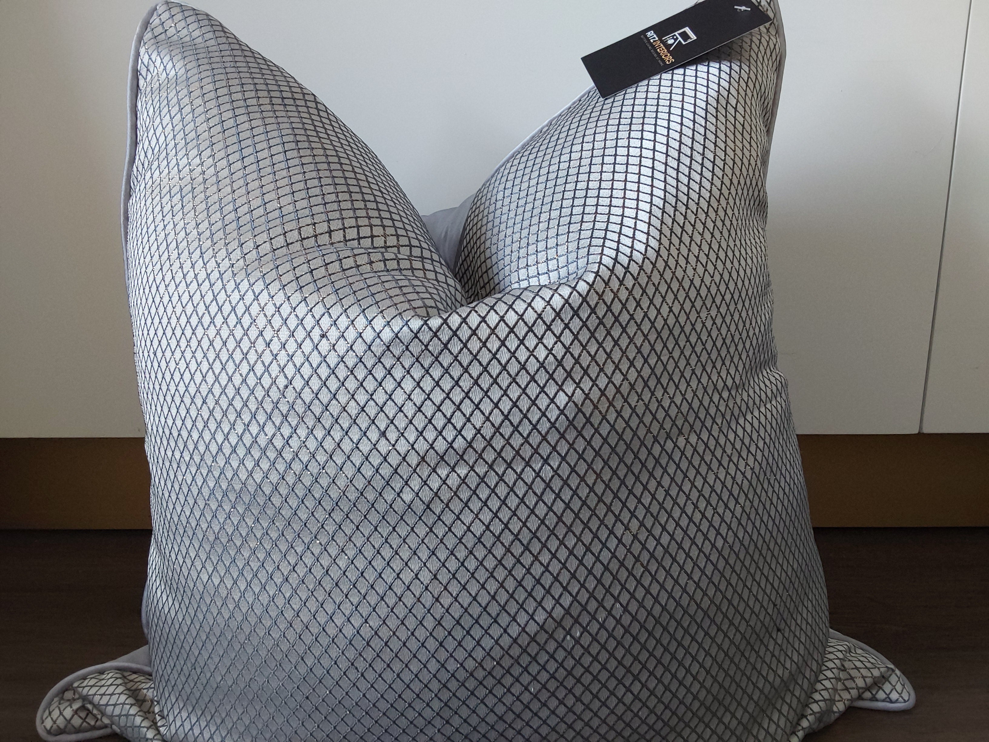 Silver Checkered Pattern Cushion