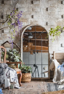 Panelled Window Mirror-Weathered Finish