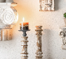 Carved Wooden Candle Holder