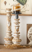 Carved Wooden Candle Holder