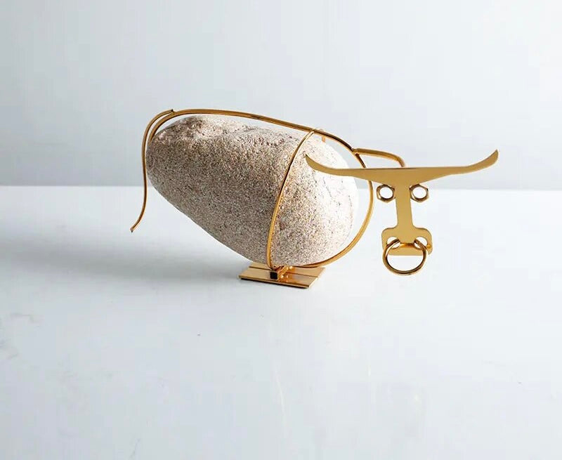 Metal Ornament Stone Cow