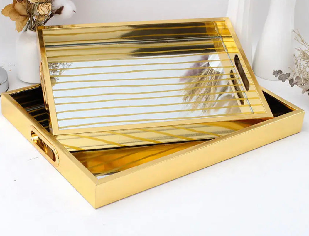 Glass Serving Tray: Horizontal Lines