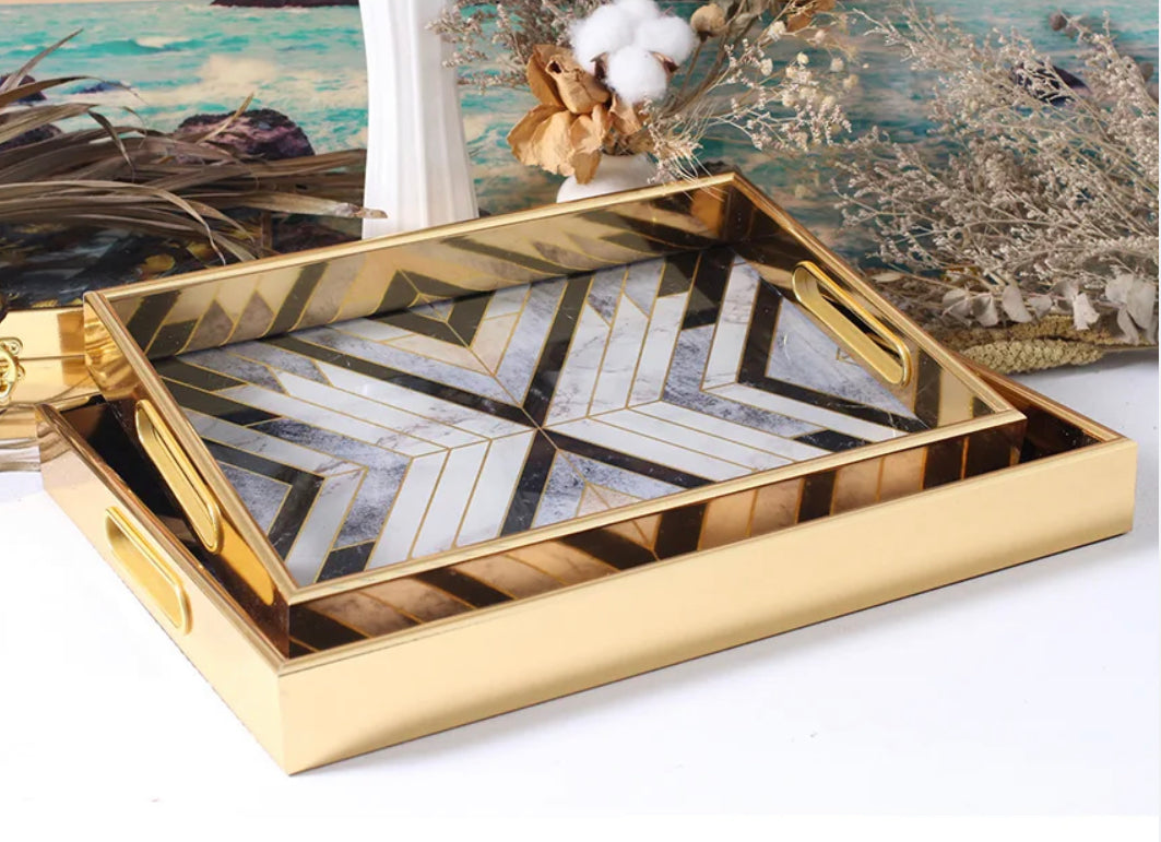 Glass Serving Tray: Zig Zag