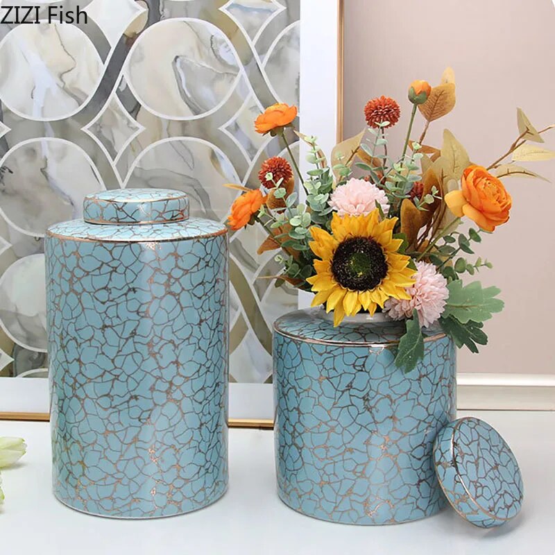 Geometry Pattern Ocean Colour Ginger Jar