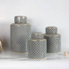 Black & White With Golden Edges Ginger Jar