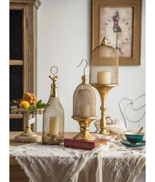 European Golden Mesh Candle Holder
