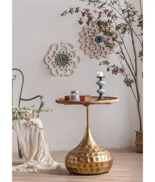 Hand Forged Round Table with Gold Base