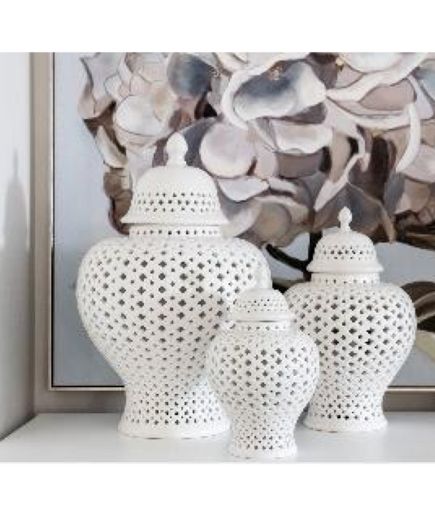 White Moroccan Temple Jar: Medium