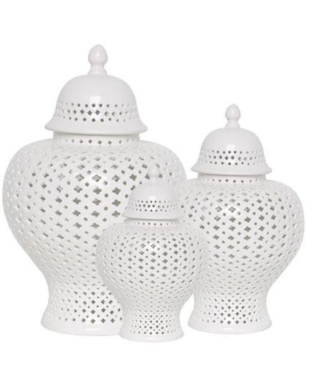 White Moroccan Temple Jar: Medium