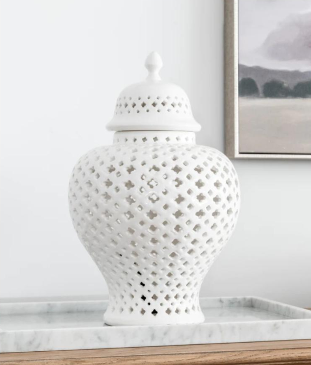 White Moroccan Temple Jar: Large