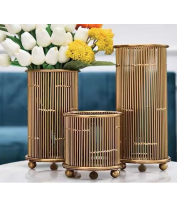 Gold Cage Vase: Medium