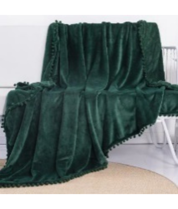 Pompom Blanket: Dark Green