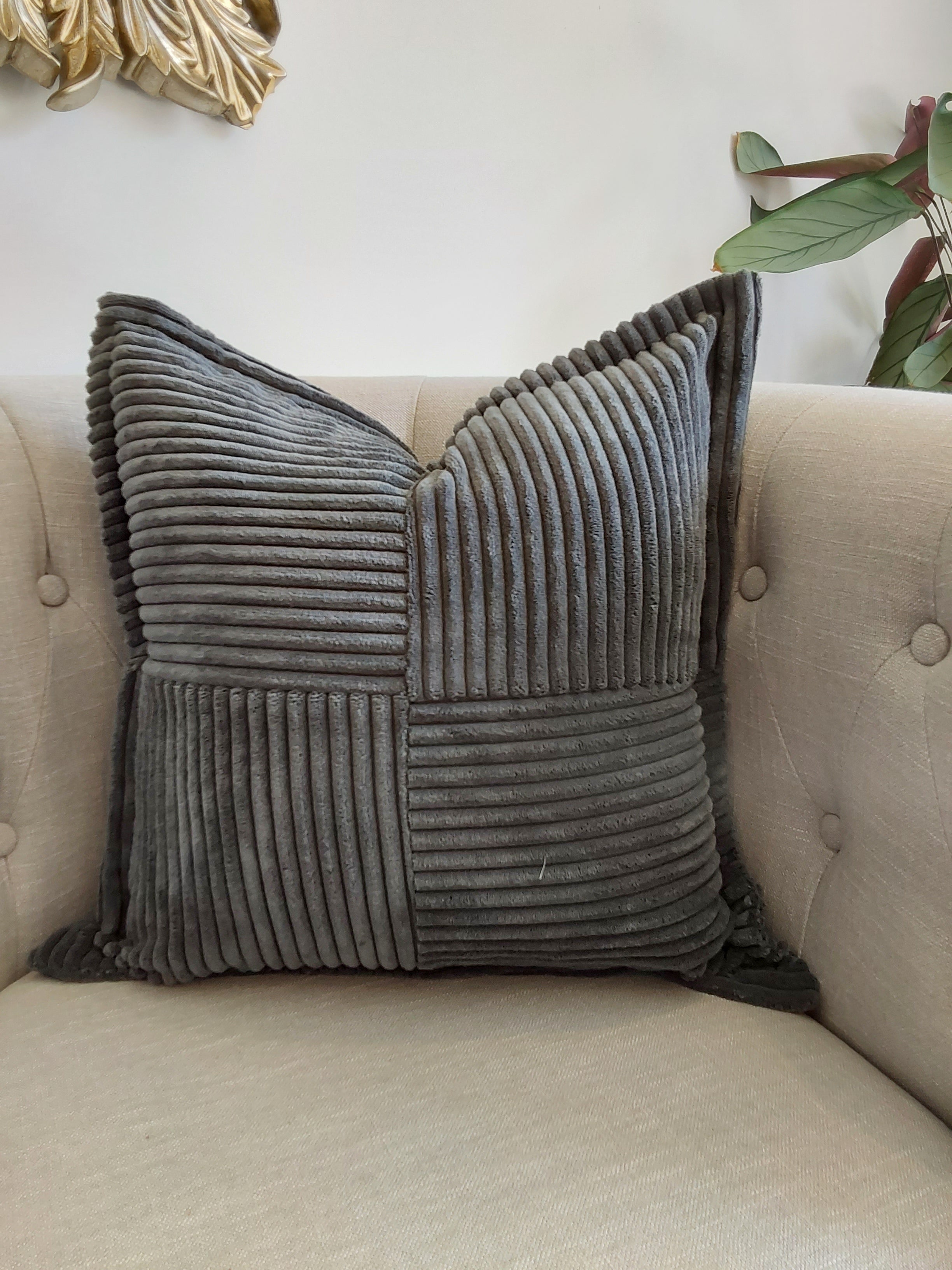 Flanged Corduroy Cushion Pattern III- Different Colours