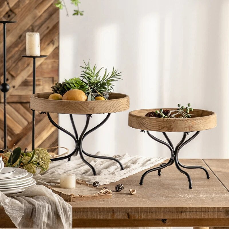 Set of 2 Acacia Wooden Serving/Decorative Trays