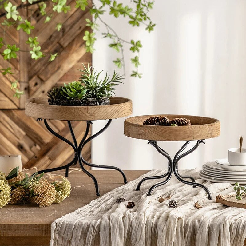 Set of 2 Acacia Wooden Serving/Decorative Trays