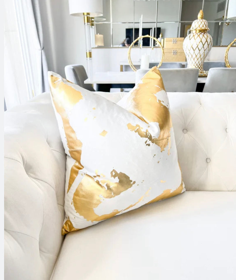 Gold Foil White Cushion