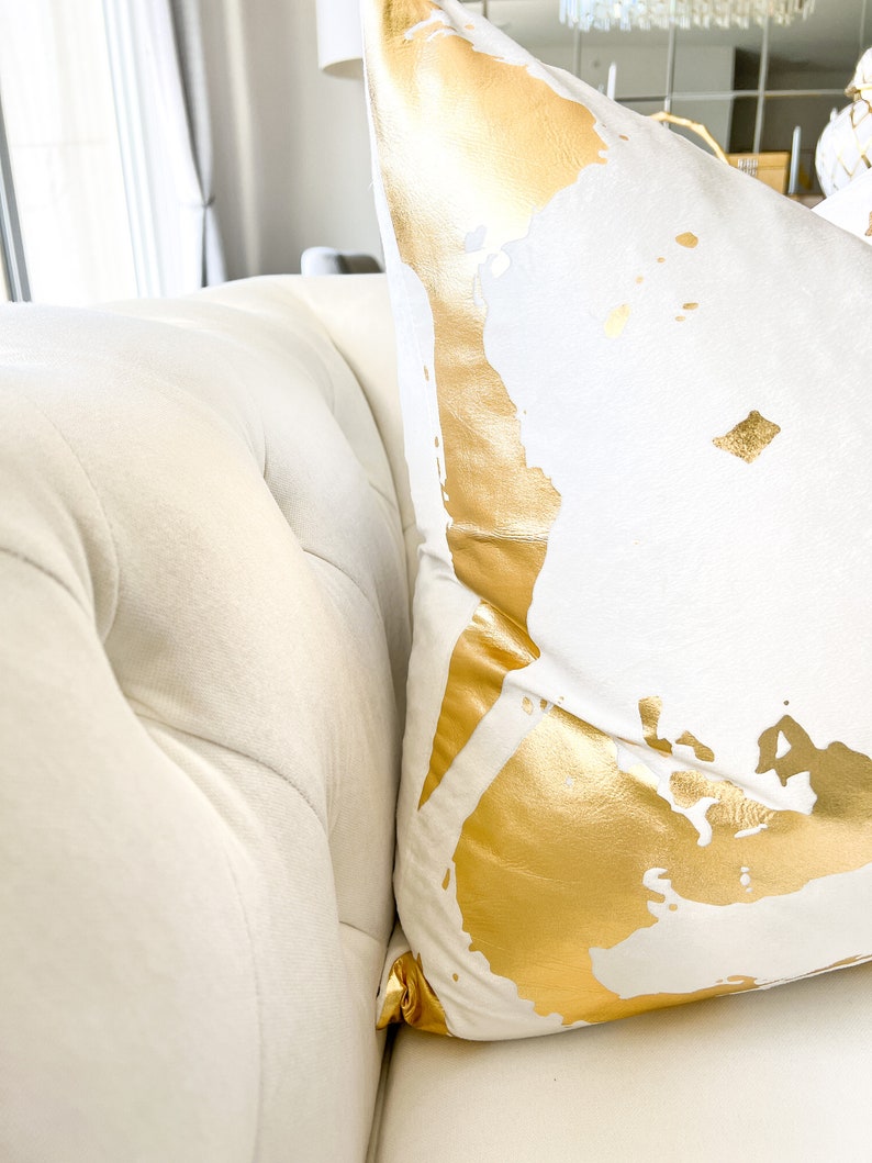 Gold Foil White Cushion