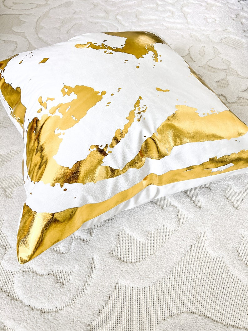 Gold Foil White Cushion
