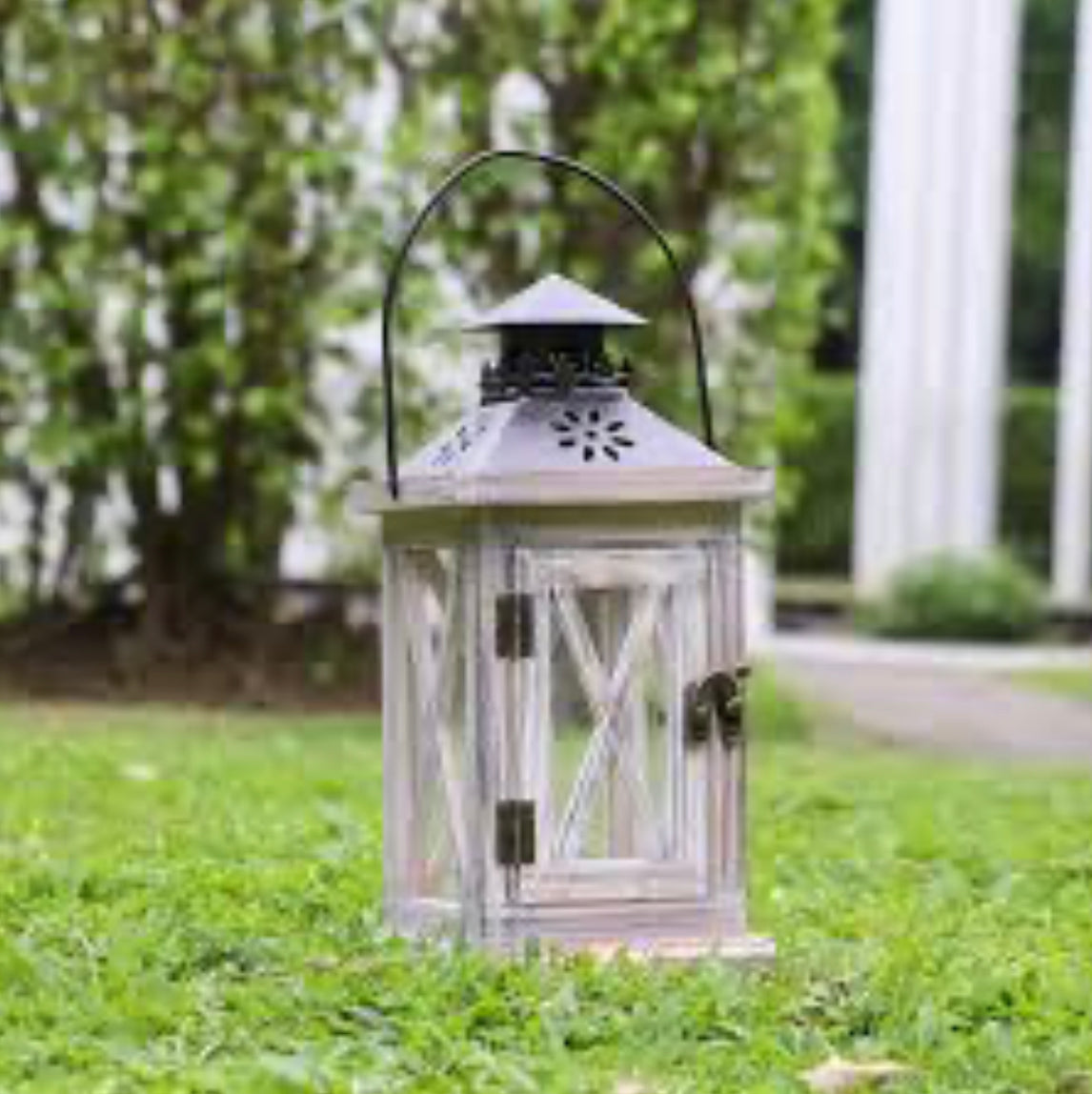 Wooden Lantern- White
