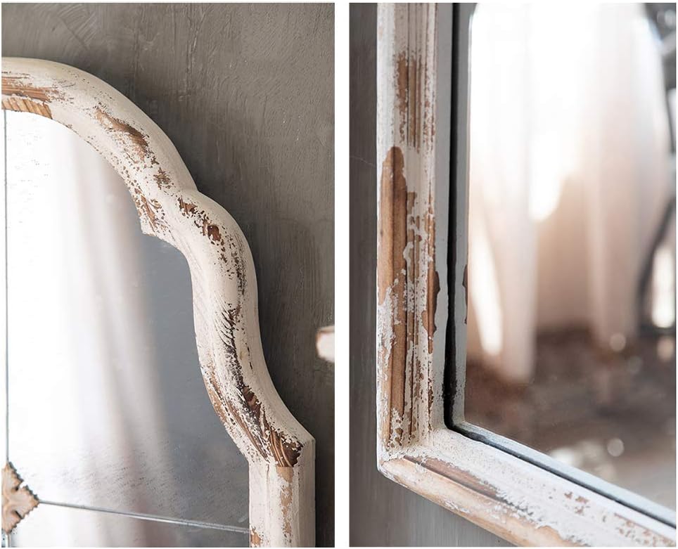 French Wood Framed Arched Wall Mirror