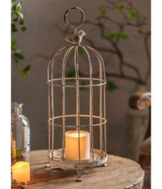 Candle lantern with bird top: Medium
