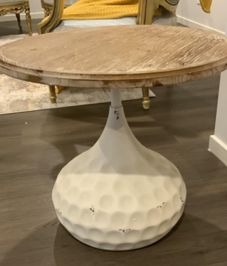 White Metal Base Finished with Oak top