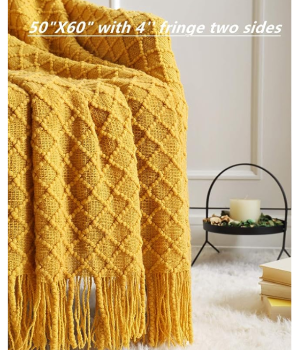 Warm Cozy Light Weight Blanket:
 Mustard Yellow