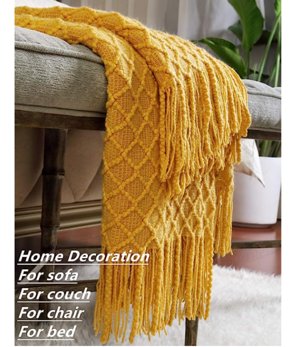 Warm Cozy Light Weight Blanket:
 Mustard Yellow