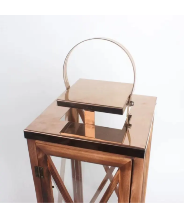 Wooden Lanterns-Rose Gold