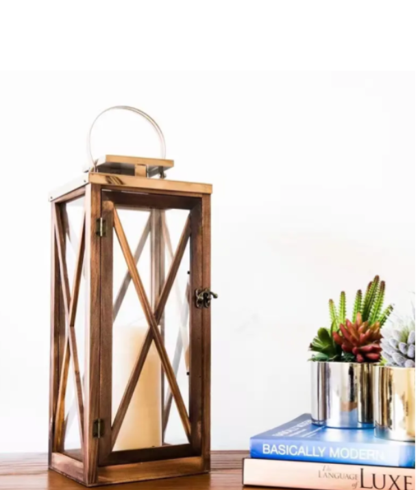 Wooden Lanterns-Rose Gold