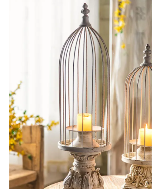 French Caged Candle  Holder