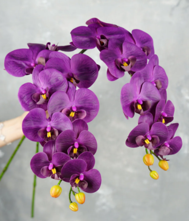 Real Look 9 Heads Orchids-White