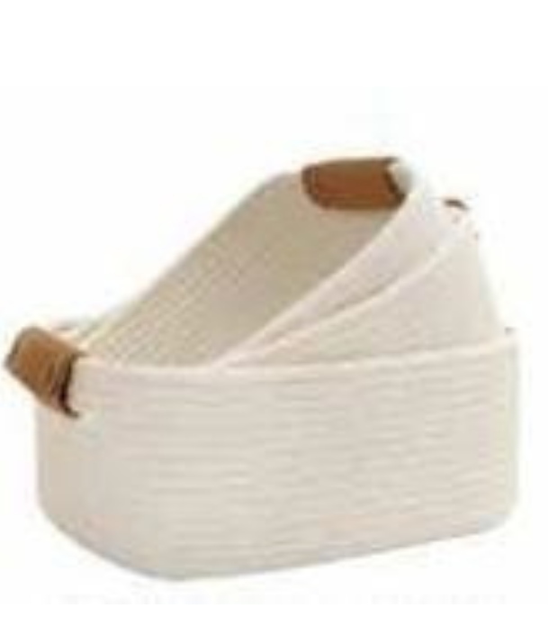 White Rope Leather Hand Basket