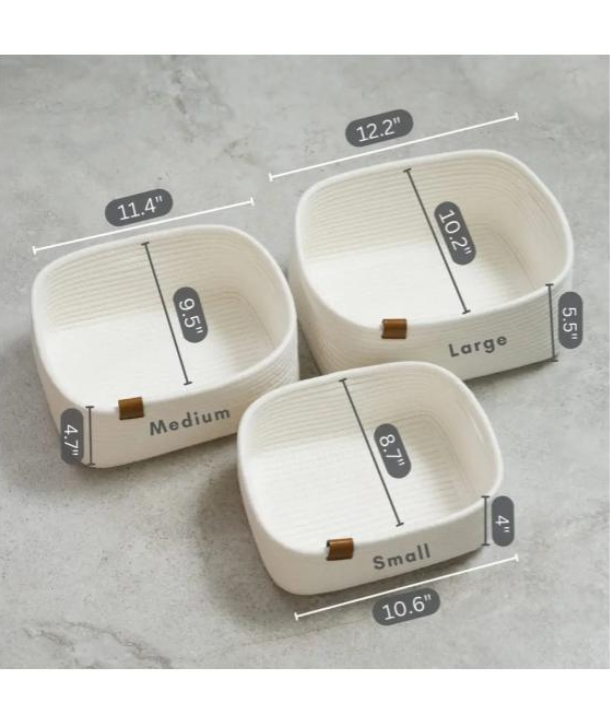 White Rope Leather Hand Basket